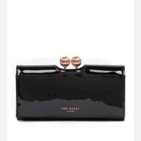 Ted Baker Glossy Black Wallet with Gold Clasp - Picture 1 of 4